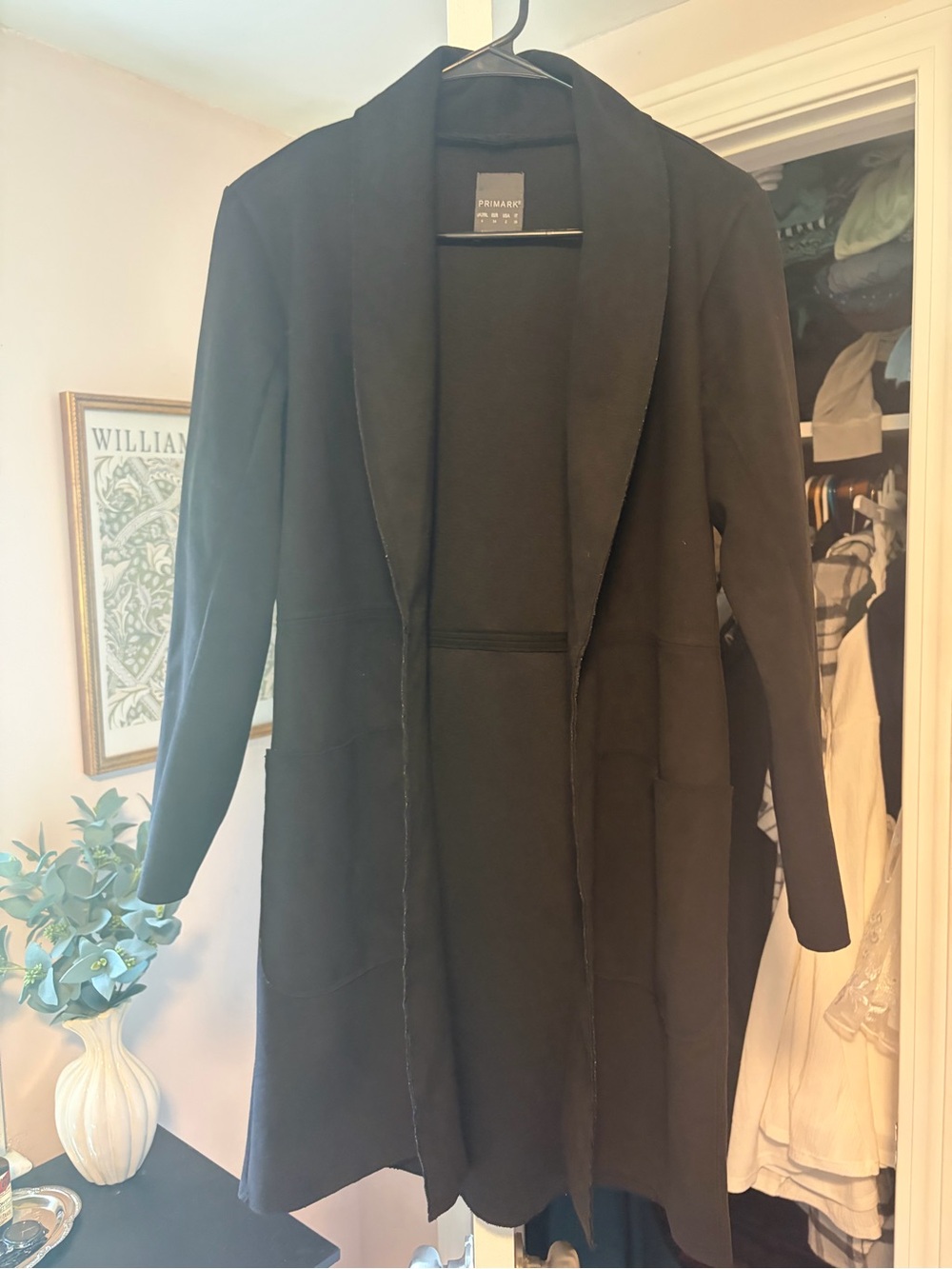 Primark Black Long Open-Front Trench Coat